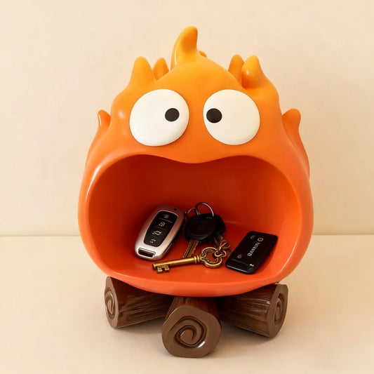 New Calcifer Fire Desktop Decoration Creative Home Living Room Porch Key Storage Tray Cartoon Snack Organizer Table Ornaments