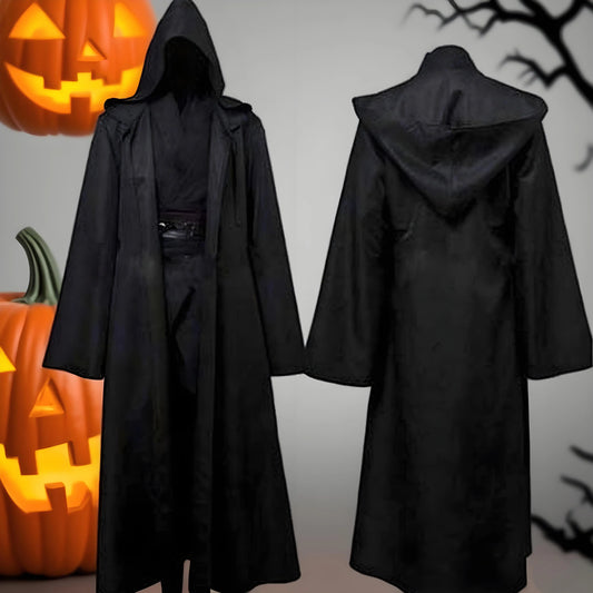 Masquerad Cloak Soft Unisex Hooded Black Robe Witch Long Cape Cosplay Costume Prop Party Performance Supplies Holiday Decoration
