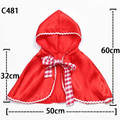 Little Red Riding Hood Cape Cloak Halloween Capelet Cosplay Princess Costume for Women Girls Carnival Party Fancy Dress up Cloak