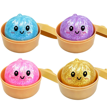 1-24pcs Glitter Dumpling Glitter Dumpling Squishy with Box Dumplings Sensory Squeeze Toy for Stress Relief Toys