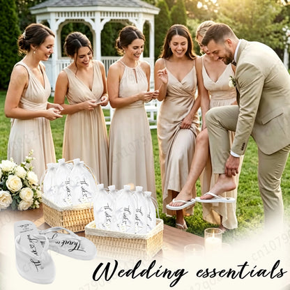 6-48Pairs Flip Flops for Wedding Wedding Slippers with Size Cards and Bags Wedding Favors for Guests Bachelorette Beach Pool