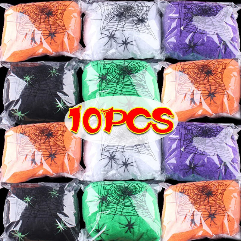 Artificial Spider Web Halloween Decoration Scary Party Scene Props White Stretchy Cobweb Horror House Home Decora Accessories