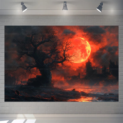Halloween Colorful Background Spooky Castle Horror House Spooky Scary Party Decoration Supplies Photo Booth Photography Props