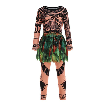 Disney New Movie Moana Ocean Adventure Dress Halloween Cosplay Girls Dress Costume Dress Up Vaiana Princess Clothes