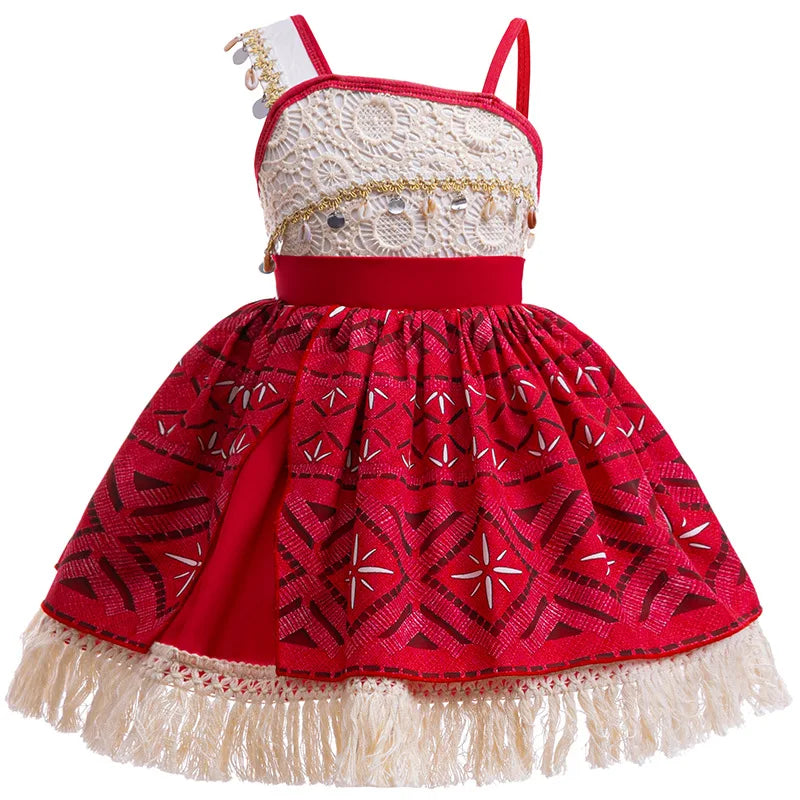 Disney New Movie Moana Ocean Adventure Dress Halloween Cosplay Girls Dress Costume Dress Up Vaiana Princess Clothes