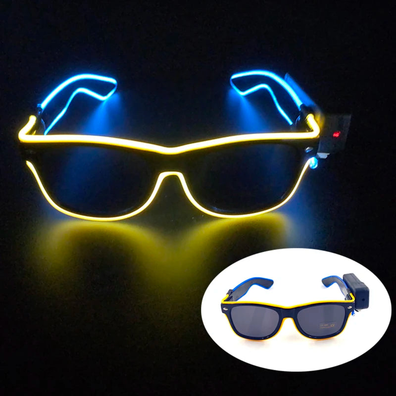 New Cool Wireless Glowing LED Light Up Glasses For Rave Festival Party Luminous Neon Mosaic Sunglasses Club Disco Eye Glasses
