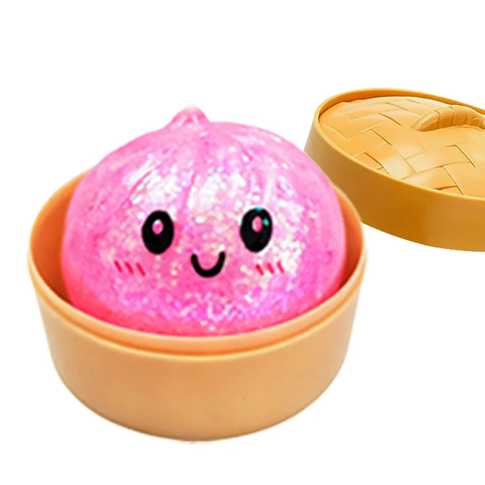 1-24pcs Glitter Dumpling Glitter Dumpling Squishy with Box Dumplings Sensory Squeeze Toy for Stress Relief Toys