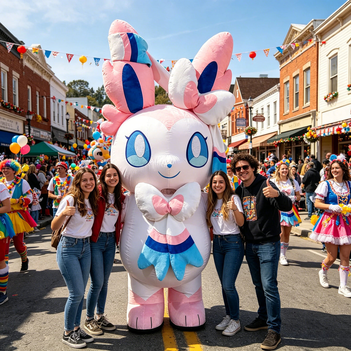 SAYGO Rabbit Inflatable Costume Mascot Parade Adult Character Cosplay Animal Birthday Halloween Party Event Plush Set