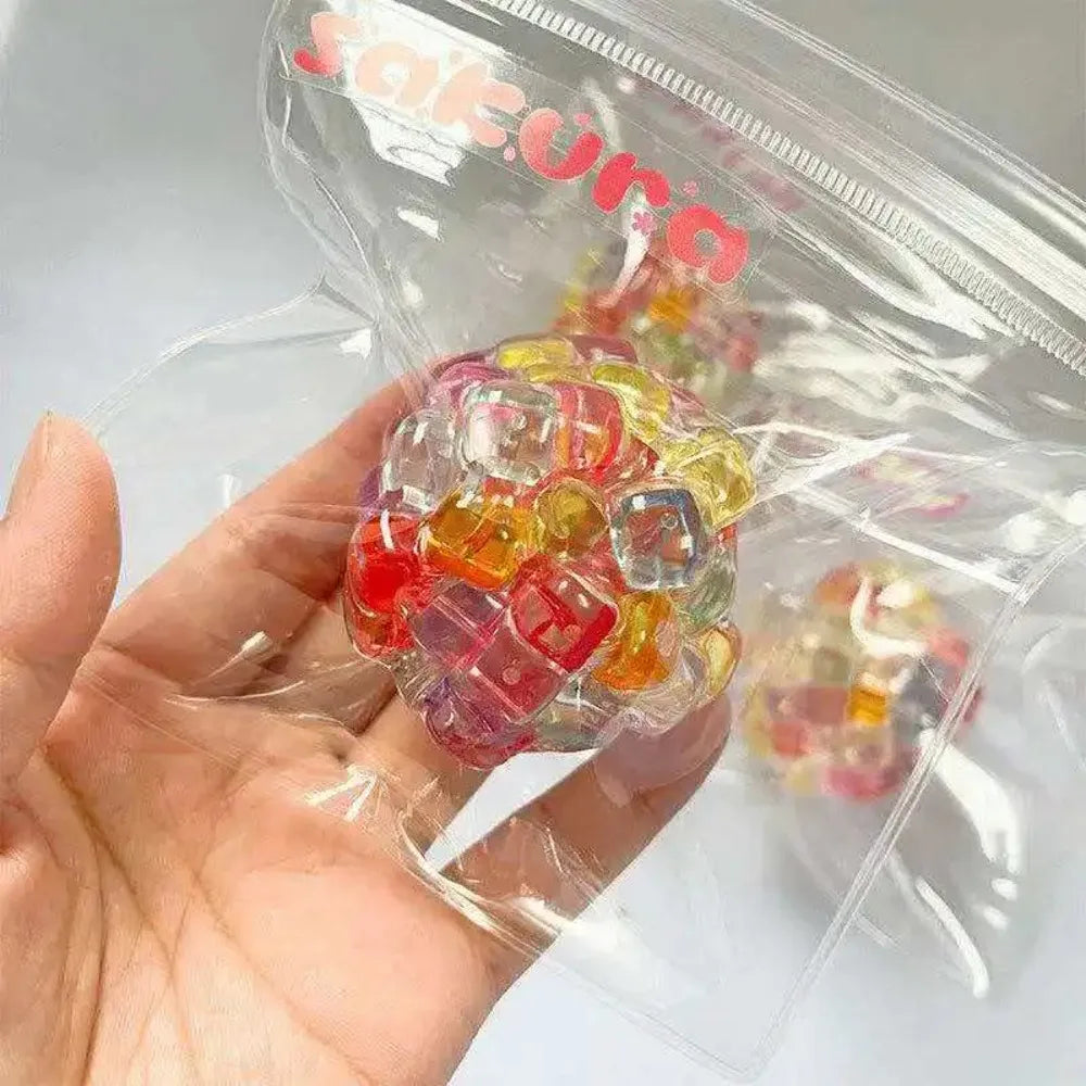 Fidget Ice Cube Colored Beads Squeeze Squishy Balls Hand Exercise Sensory ADHD Anxiety Stress Reliever Toys For Kids Adults