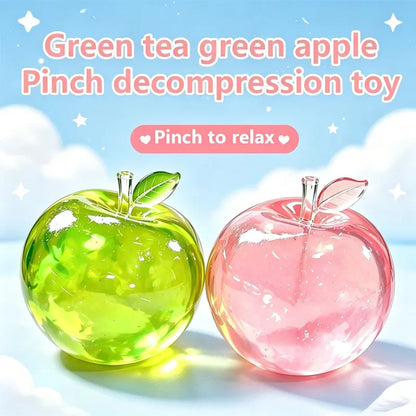 Green Apple Squeeze Toy Crystal Transparent Stress Relief Vent Fidget Toys Sensory Fidgets Toy Slow Rebound Plasticity Squeeze