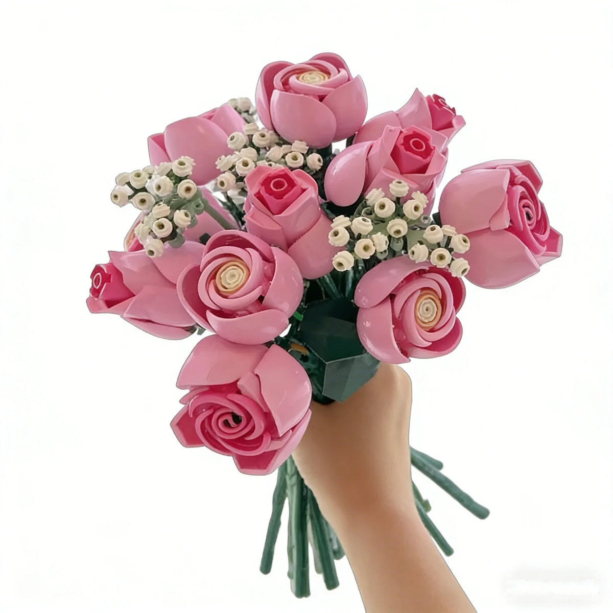 2026 New 789pcs Technology Pink Rose Bouquet Building Blocks Set Decorate Suitable For Mother's Day Gift Present Thanksgive Gift