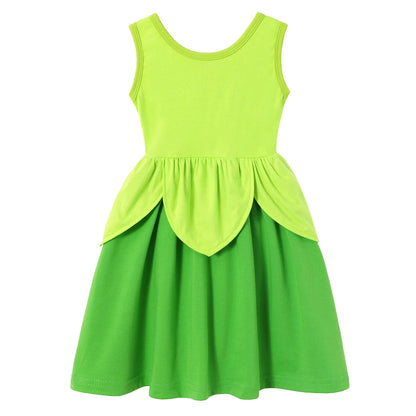 Children's Casual Dress for Girls Mermaid Rapunzel Dress One-Shoulder Sling Short Sleeve Princess Costume Summer Casual Vest