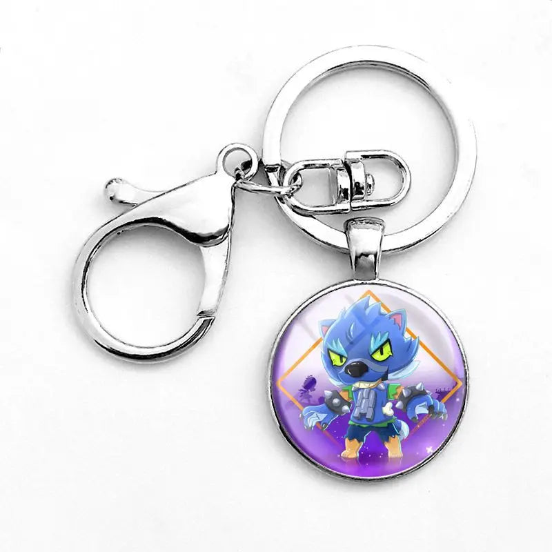 Leon Spike Brawl Stars Themed Anime Figures Keychain Crow Key Rings Game Birthday Decoration Disposable Collectible