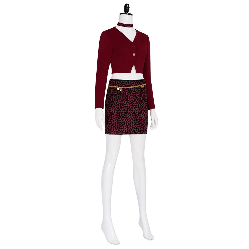 Horror Movie Nurse Mary Cosplay Costume Red Coat Sexy Leopard Skirt Suits for Women Halloween Carnival Party Maria Costumes