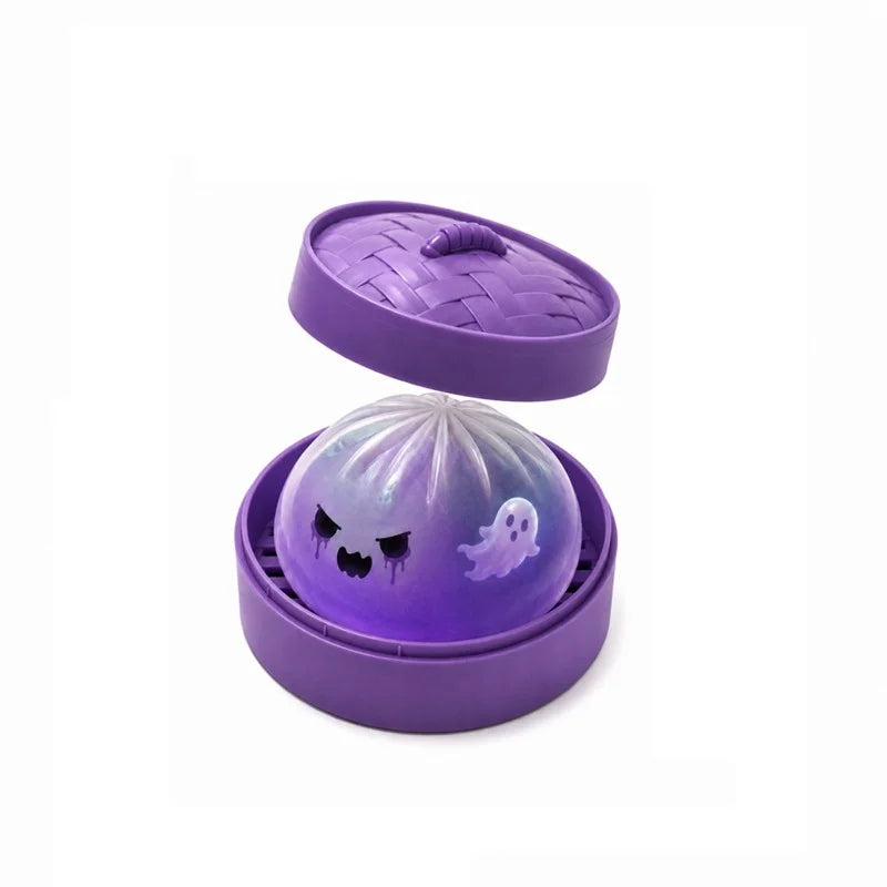 New Glitter Halloween Ghost Dumplings Squishy Soft Slow Rebound Resilience Decompression with Steamer Stuffed Shark Bun Gift