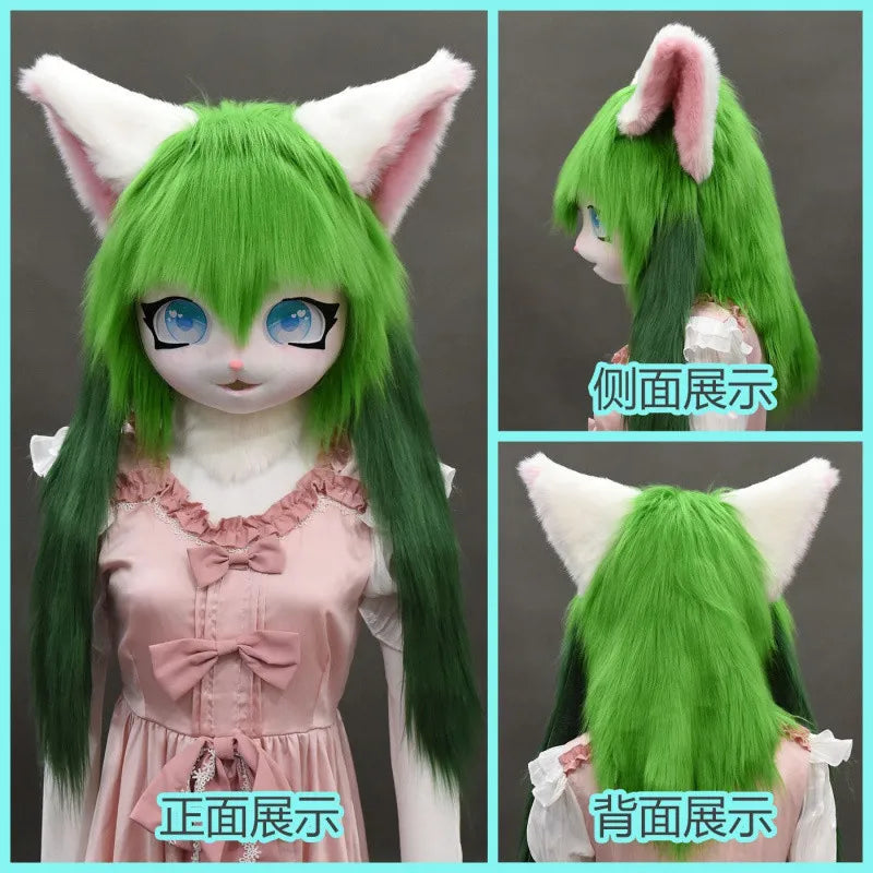 Headset Furry Kig Cosplay Mask Paw Head Base Comiket Furry Fursuit Kigurumi Animal Cat Doll Beast Halloween Role-playing Costume