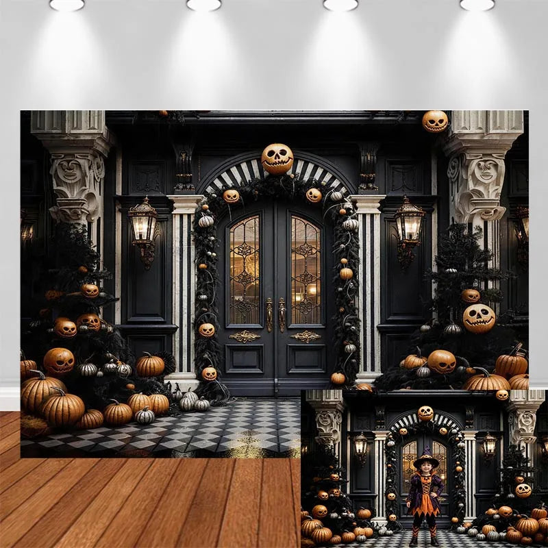 LS Halloween Pumpkin Shop Backdrops Child Baby Photo Props Adult Kids Decors Photography Trick or Treat Photo Studio Backgrounds