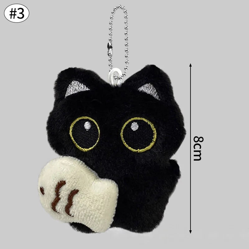 Halloween Plush Keychains Cute Black Cat Plush Keychains Keyrings for Backpack Bag Charms Kawaii Cat Key Chains Party Favors