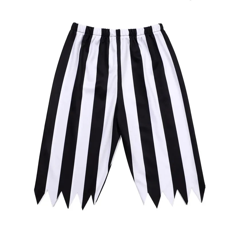 3-12Y Kids Pirate Skeleton Costume Set with Eye Patch Bandana Striped Pants for Halloween Cosplay Role Play Party Toy Dress Up