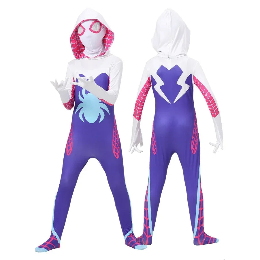 Adult Kids Gwen Stacy Spider Costume Gwenstacy Cosplay Superhero ReBodysuit Red Jumpsuit Women Girls Christmas Clothes Halloween