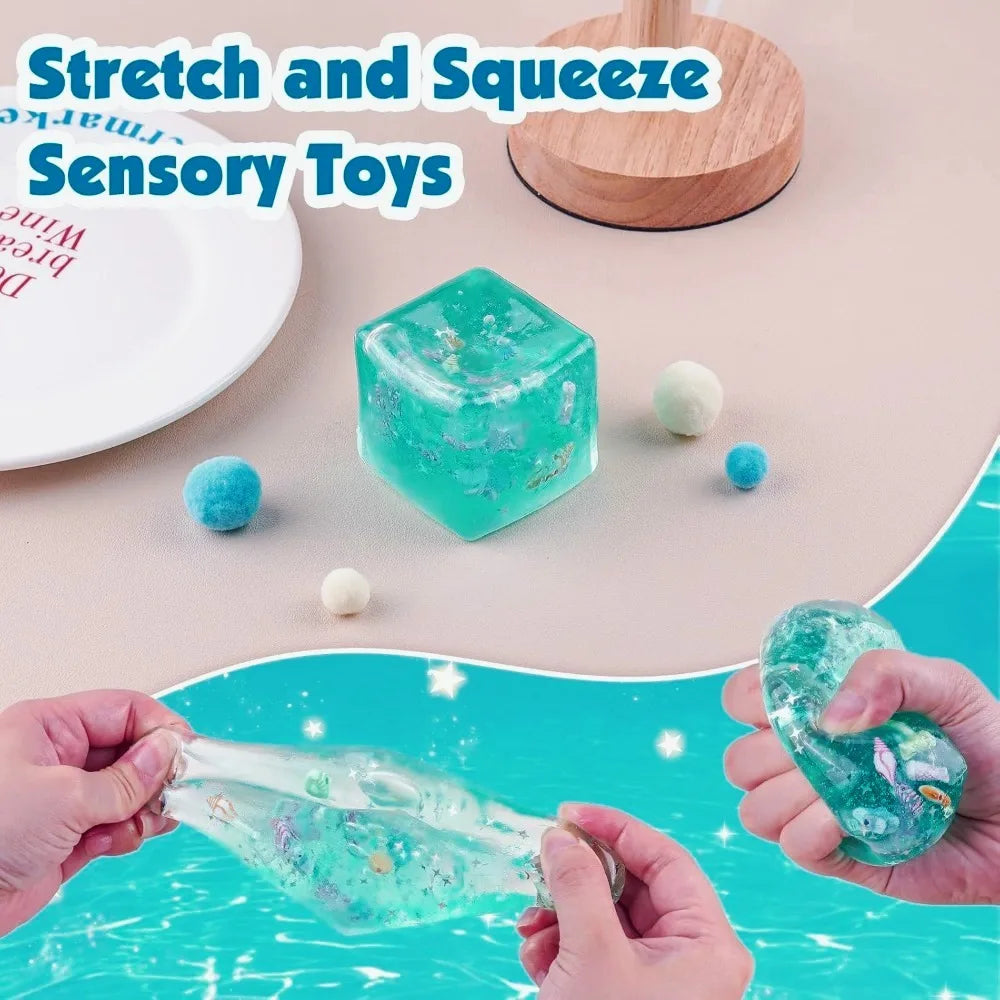 Taba Squishy Stress Balls Cube - Ocean Sensory Fidget Toy Slow Rise Squishy Toys for Adults Squeeze Relax Gift