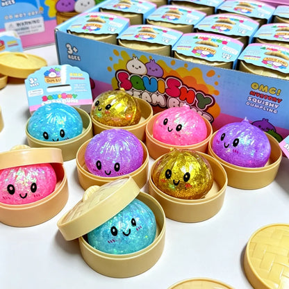 1-24pcs Glitter Dumpling Glitter Dumpling Squishy with Box Dumplings Sensory Squeeze Toy for Stress Relief Toys