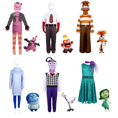 Anime Movie Inside Out Joy Cospaly Costume Disgust Sadness Envy Cos Outfits For Adult Kids Halloween Stage Performance Costume