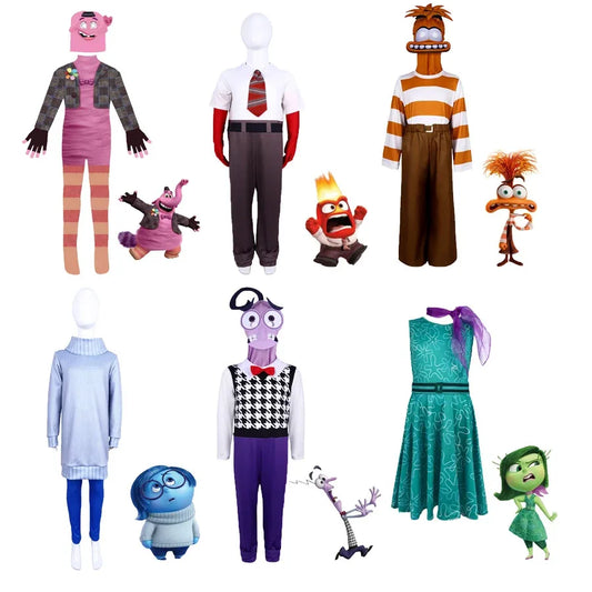 Anime Movie Inside Out Joy Cospaly Costume Disgust Sadness Envy Cos Outfits For Adult Kids Halloween Stage Performance Costume