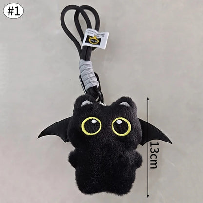Halloween Plush Keychains Cute Black Cat Plush Keychains Keyrings for Backpack Bag Charms Kawaii Cat Key Chains Party Favors