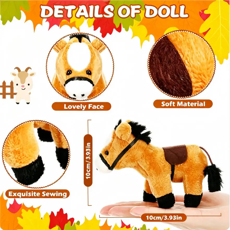 6-24Set Adopt a Horse Party Favors 4inch Horse Stuffed Farm Animal Toys Horse Plush for Adopt a Pony Party Birthday Decoration