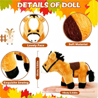 6-24Set Adopt a Horse Party Favors 4inch Horse Stuffed Farm Animal Toys Horse Plush for Adopt a Pony Party Birthday Decoration