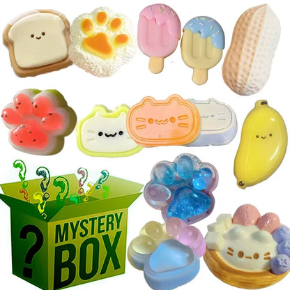 100+ Pieces Assorted Squishy Figures Blind Box Surprise Toys, Slow Rising Soft Fidget Toys Featuring Giant Gorilla, Moai Head, P