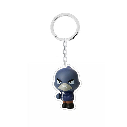 Leon Spike Brawl Stars Themed Anime Figures Keychain Crow Key Rings Game Birthday Decoration Disposable Collectible