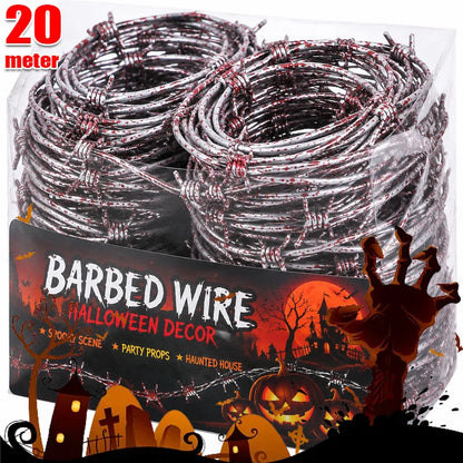 Barbed Wire Halloween Prop for Fence Decoration Simulation Fake Barbed Wires Haunted House Party Favor Backgroun Spooky Ornament