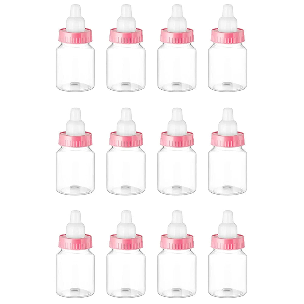 12Pcs Baby Bottle Baby Shower Favor Plastic Candy Bottle Mini Feeding Bottle for Birthday Baby Shower Gift Decor