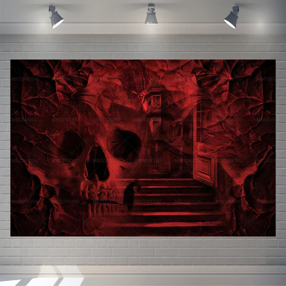 Halloween Colorful Background Spooky Castle Horror House Spooky Scary Party Decoration Supplies Photo Booth Photography Props