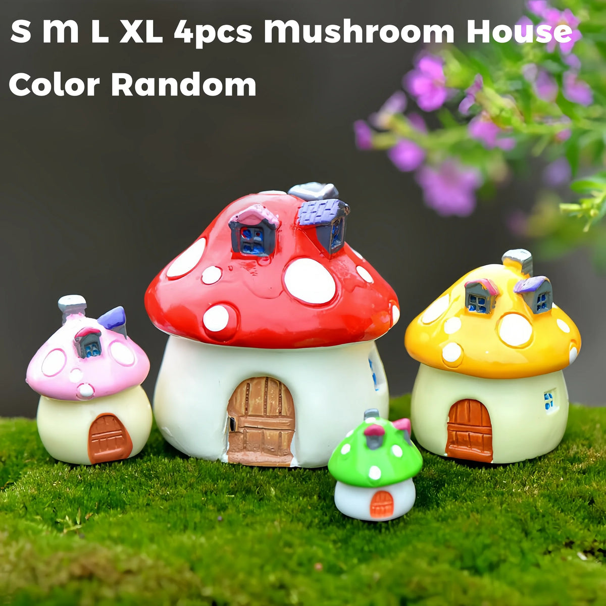 4 Sizes Fairy Garden Accessories Miniature Mushroom Ornament Statue Figurines Plant Pot Dollhouse Home Garden Decor Craft