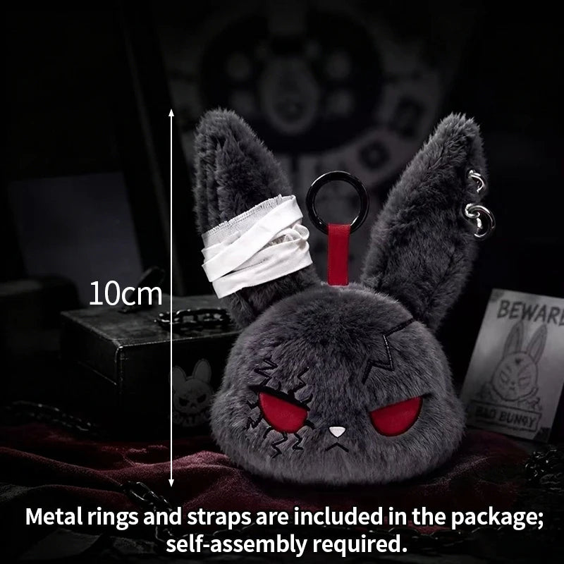 Horror Bunny Keychains Dark Rabbit Keyring Cute Bunny Keychain for Bag Charm Accessories Halloween Birthday Gifts