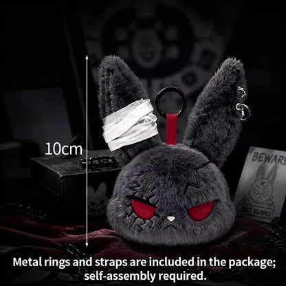 Horror Bunny Keychains Dark Rabbit Keyring Cute Bunny Keychain for Bag Charm Accessories Halloween Birthday Gifts