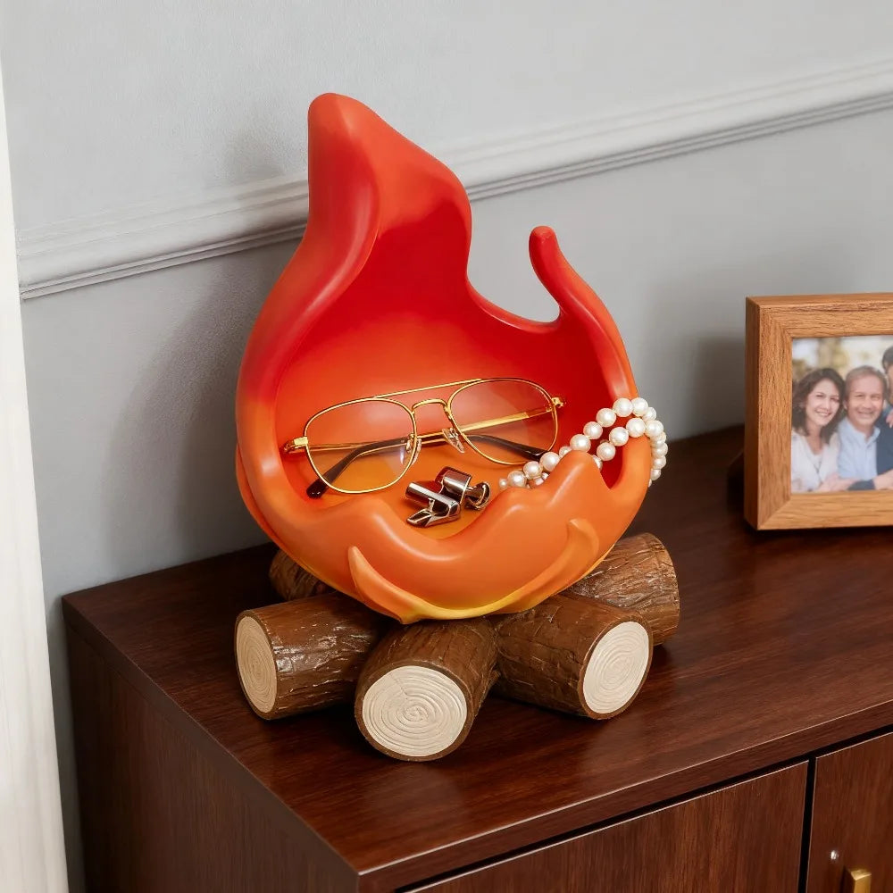 New Calcifer Fire Desktop Decoration Creative Home Living Room Porch Key Storage Tray Cartoon Snack Organizer Table Ornaments