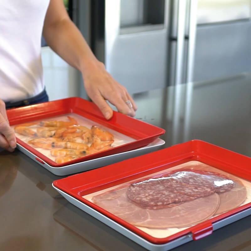 Food Preservation Tray (2 Pack) - Reusable, Airtight & Stackable | Perfect Gift for Home