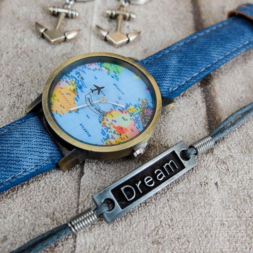 Vintage World Traveler Watch – World Map Timepiece | Perfect Travel Gift