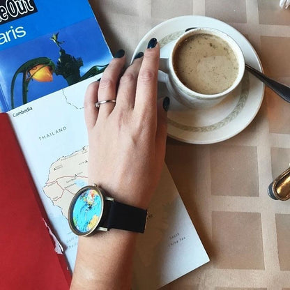 Vintage World Traveler Watch – World Map Timepiece | Perfect Travel Gift