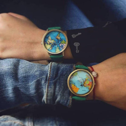 Vintage World Traveler Watch – World Map Timepiece | Perfect Travel Gift