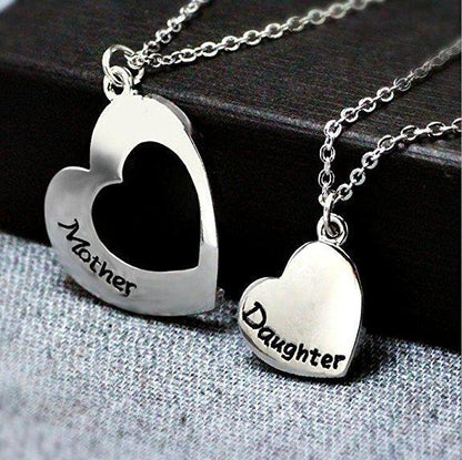 Mother Daughter Necklace Set of 2 | Matching Heart Jewelry Gift for Mom & Daughter