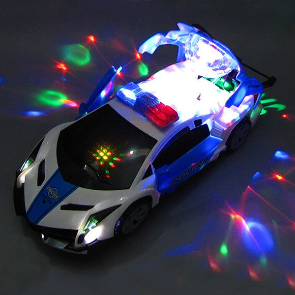 360 Rotating Light-Up Police Car Toy - Interactive Toy for Kids