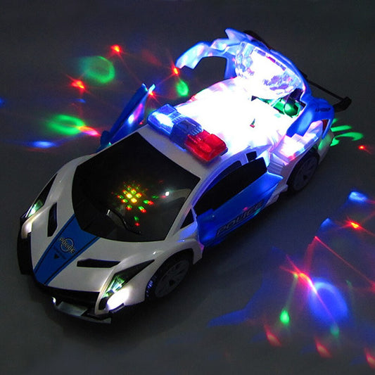 360 Rotating Light-Up Police Car Toy - Interactive Toy for Kids