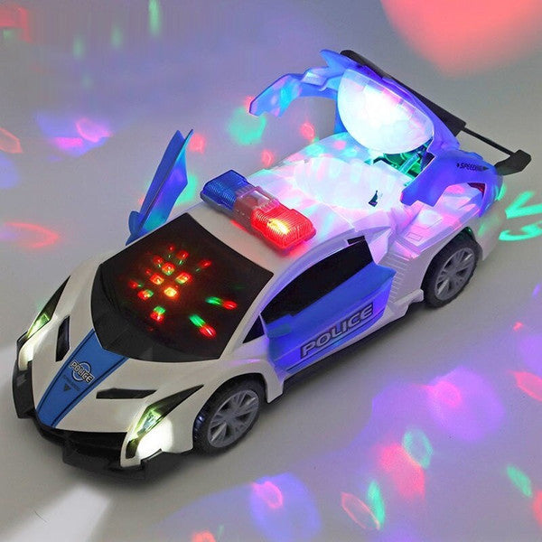 360 Rotating Light-Up Police Car Toy - Interactive Toy for Kids