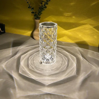 Touching Control Rose Crystal Lamp, Romantic LED Rose Diamond Touch Lamp, Crystal Bedside Lamp, Home Decor Gift