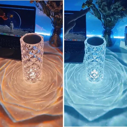 Touching Control Rose Crystal Lamp, Romantic LED Rose Diamond Touch Lamp, Crystal Bedside Lamp, Home Decor Gift